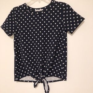 NAVY and WHITE polka dot shirt